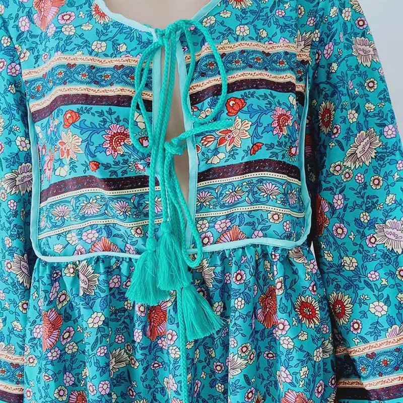 Spring Summer Fashion Lady Sexy Deep V-neck Half sleeve Split Dress Bohemian Printed Maxi plus size beach dress vestidos | Женская