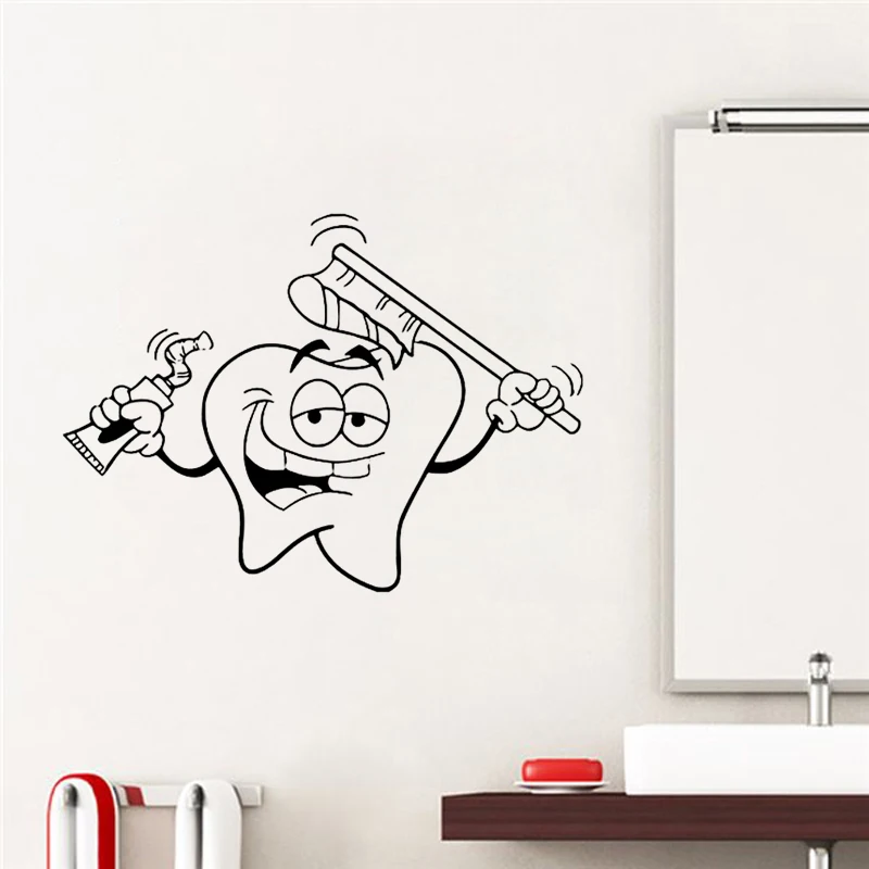 

Cute Cartoon I love brushing my teeth Bathroom Toilet Art Wall stickers Home Decor DIY Removable Decals JG2528