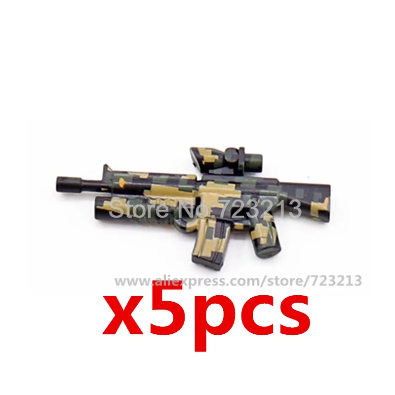 

AK47 5pcs Camo Gun Military Weapon Set Carbines Guns Submachine SWAT Part MOC Accessories Suit Building Blocks Brick Toy