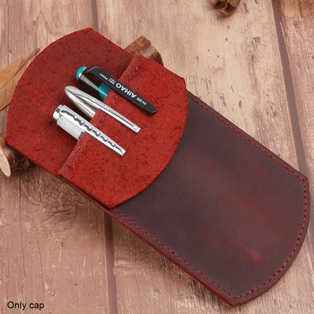 Pen Holder Pencil Case School Supplies Pouch Student Office Durable PU Leather Retro Portable Work Pocket Protector Handmade | Багаж и