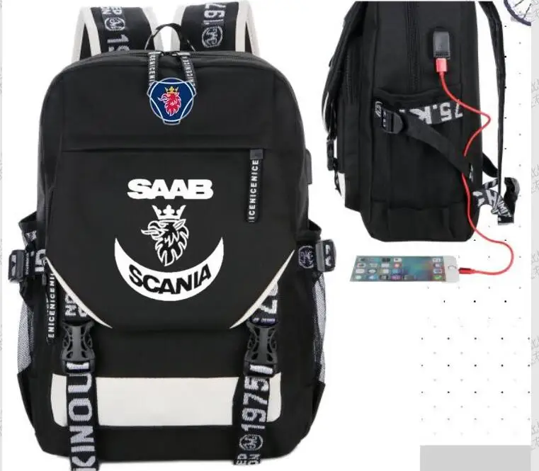 Новинка, рюкзак SCANIA Saab, usb зарядка, дорожная сумка, рюкзаки для девочек подростков, Mochila, мужская сумка для ноутбука, женские сумки через плечо