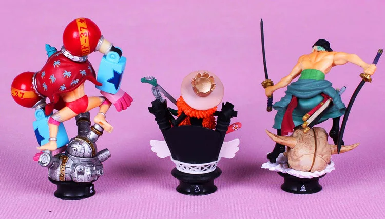 Аниме Одна деталь шахматная фигура 6 шт./компл. Luffy, franky Зоро Брук Робин Коллекция игрушечных пластиковых экшн фигурок из фигурный модельный brinqeudo Коллекционные вещи игрушка