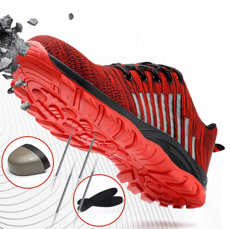 men woman shoes Work Outdoor Flying mesh Breathable lace-up Steel Toe Anti-smashing anti-piercing lsafety Boots CS-152 | Обувь