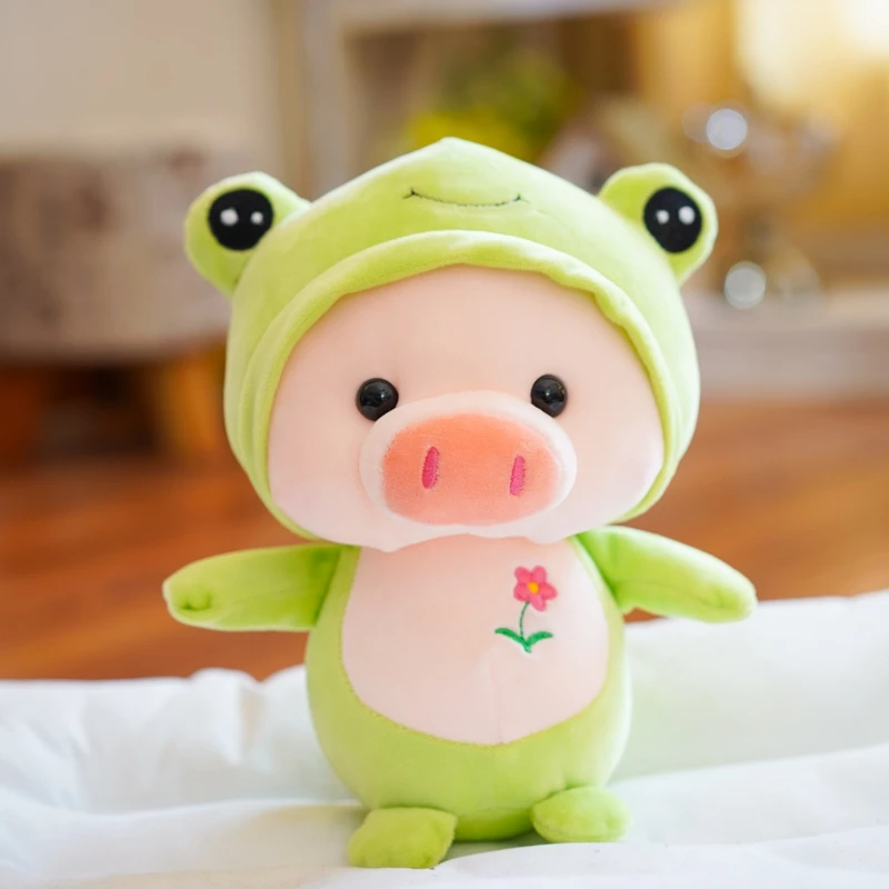 

Candice guo! Super cute plush toy lovely cartoon pig piggy turn to cattle rabbit elk frog mouse soft small doll birthday gift 1p