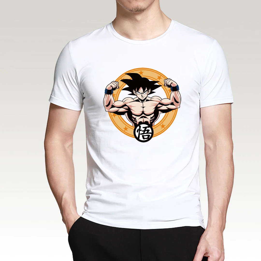 Japanese Anime Dragon Ball Z Goku Printed Men T Shirt 2018 Summer Hot Sale T-Shirts 100% Cotton Harajuku Style Camisetas Hombre | Мужская