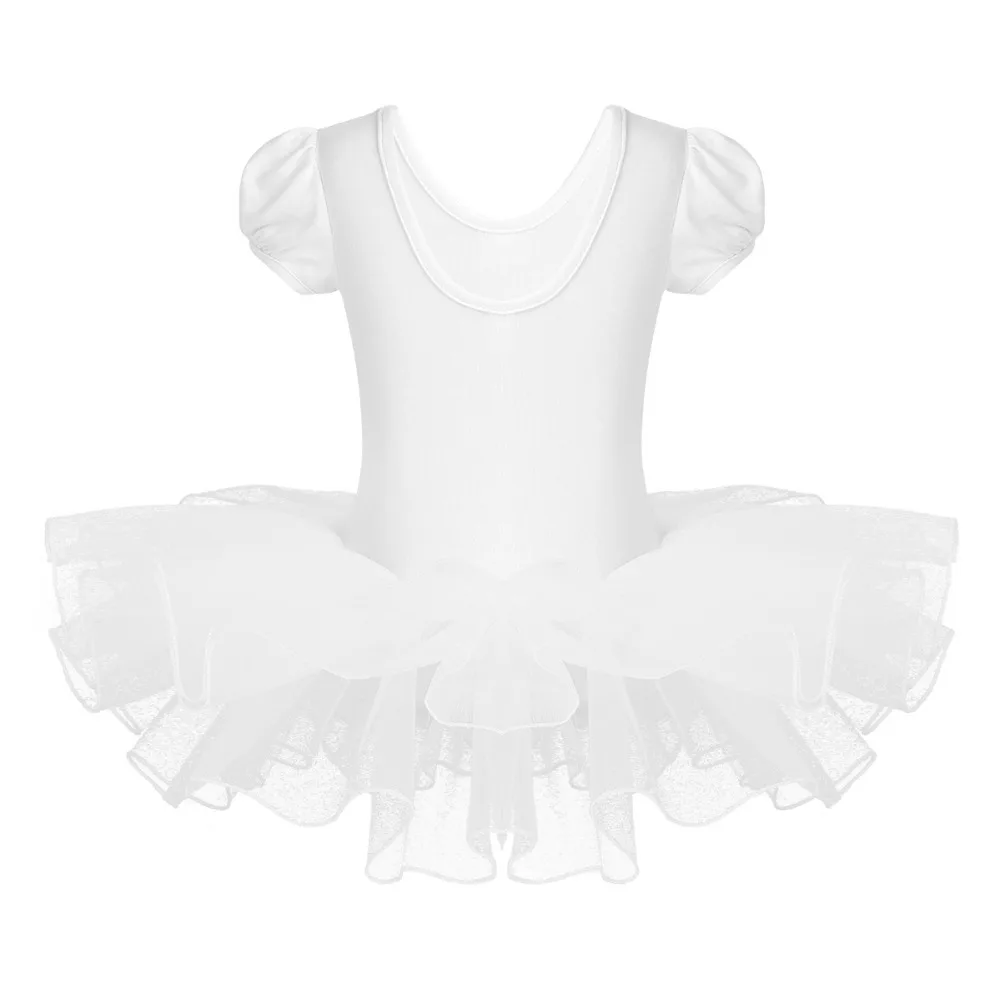 iiniim Kids Mesh Bubble Sleeves Sparkly Rhinestones Ballet Dance Tutu Dress for Child Gymnastics Leotard Costumes Party | Детская одежда