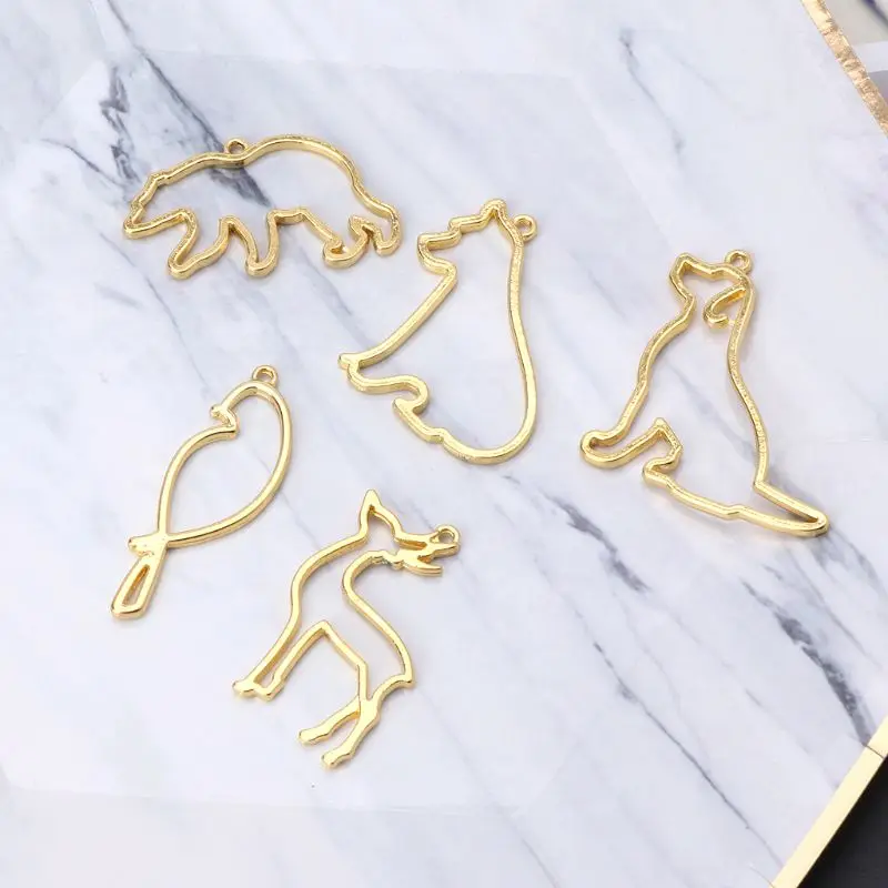 

5Pcs Bird Deer Dog Bear Animals Blank Frames Pendant Bezel Setting Resin Jewelry