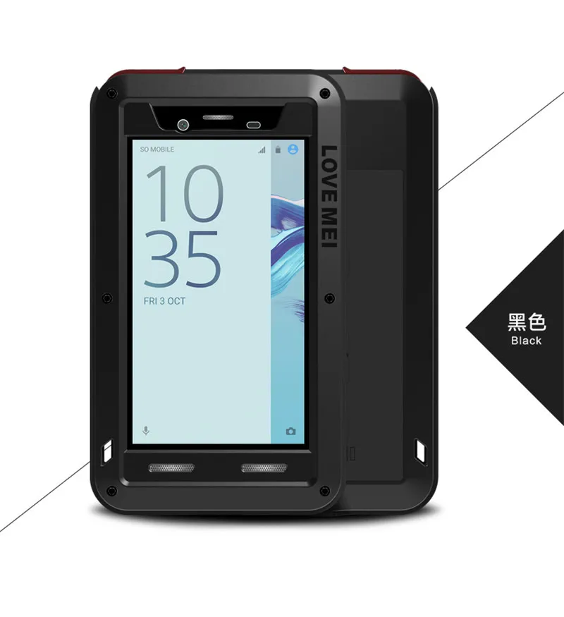 Black LOVE MEI для SONY Xperia X Compact чехол+ стекло Gorilla glass полный защитный Алюминиевый противоударный защитный чехол для SONY X Compact чехол - Цвет: Black
