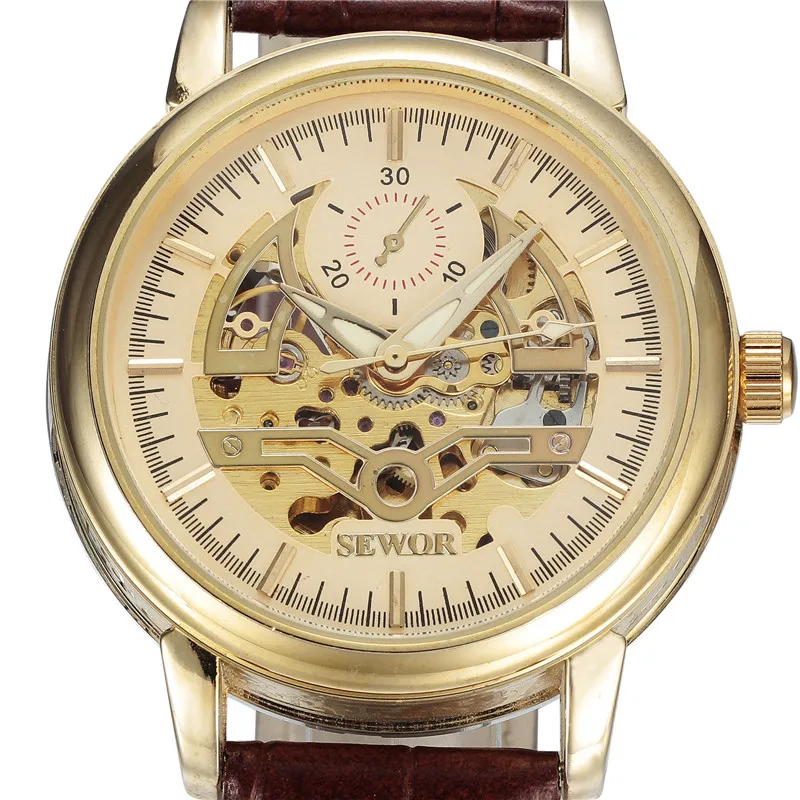 Sewor Relojes хомбре 2016 крокодил наручные часы мода Relogio Feminino скелет механическая рука