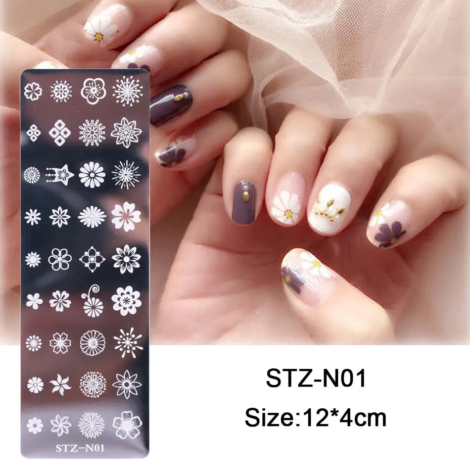 STZ-N01 1 шт., штамповочные пластины для ногтей, Летний цветок, лист, животное, нержавеющая сталь, для дизайна ногтей, штамп, сделай сам, шаблон, лак, инструменты для маникюра, JISTZ-BE/N - Цвет: STZ-N01