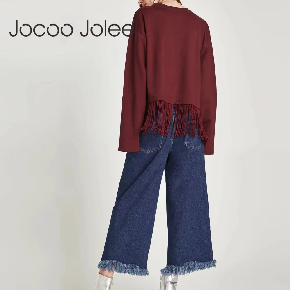 Jocoo Jolee фуфайка с кисточками для женщин длинным рукавом Повседневный пуловер