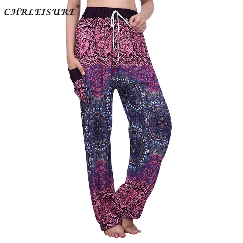 Chrleisure богемный Кружево до штаны-шаровары Для женщин Компасы печати Pantalon Femme