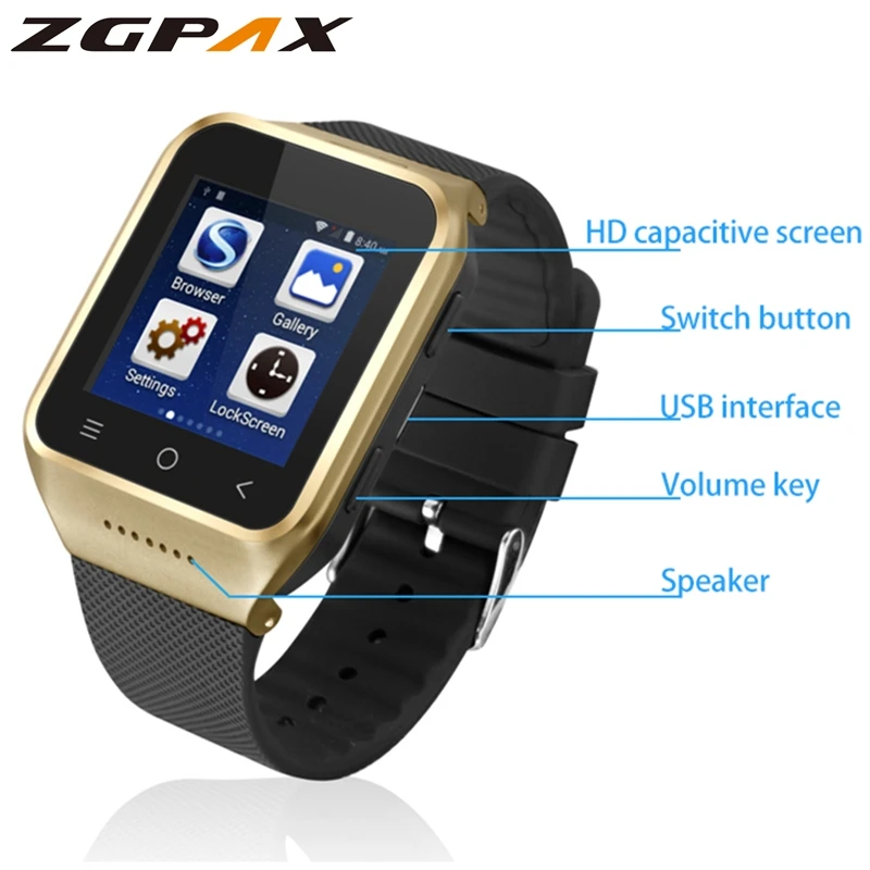 Бесплатная доставка ZGPAX S8pro часы смартфон Android 5 1 MTK6572 двухъядерный дюймов gps Bluetooth 4