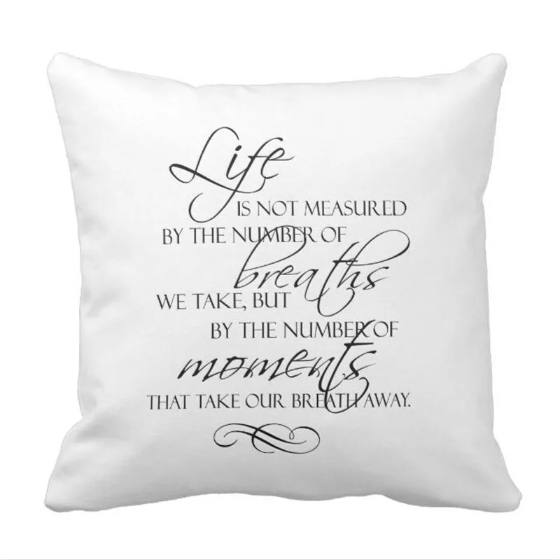 Чехол накладка подушка жизнь не измеряется путем вдохов мы берем цитату|pillow