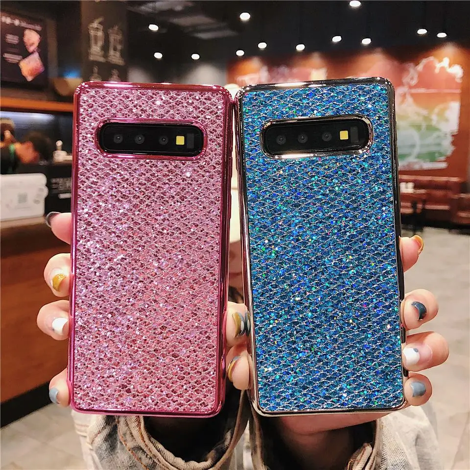 Роскошные 3D блеск мягкий ТПУ с блестками покрытие чехол для samsung S10 S10E S9 плюс S8 iphone