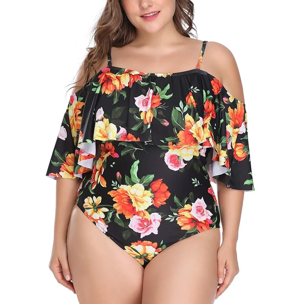 Женский купальник бикини с оборками и открытыми плечами пляжный купальный