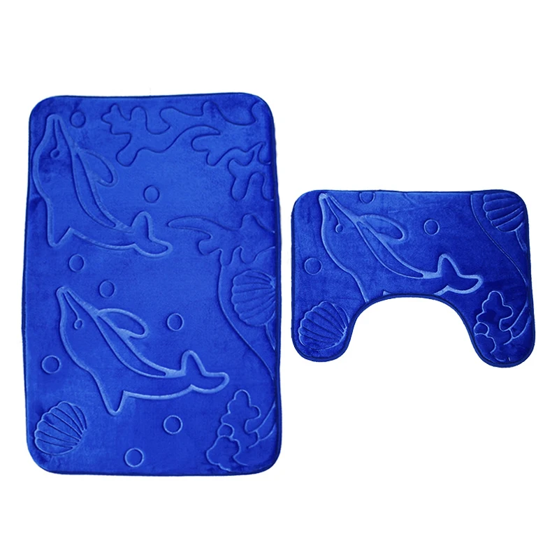 Zeegle 3D Embossing 2Pcs Bath Mat Set Flannel Toilet Rug Sets Anti-slip Bathroom Floor Rugs U-shape Carpets | Дом и сад