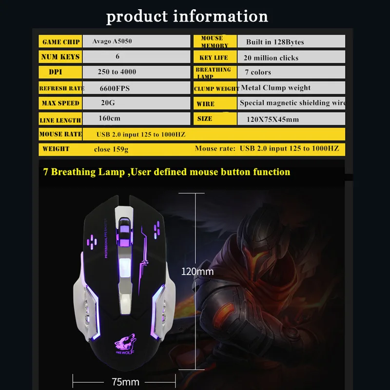 V5 Wired Mechanical Gaming Mouse 4000 dpi 6 Buttons For pc Laptop Computer gaming mouse computer overwatch gamer | Компьютеры и офис
