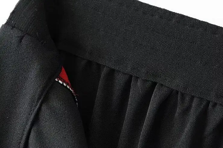 European style fashion hit color stitching women's trousers casual loose female high waist wide leg pants |