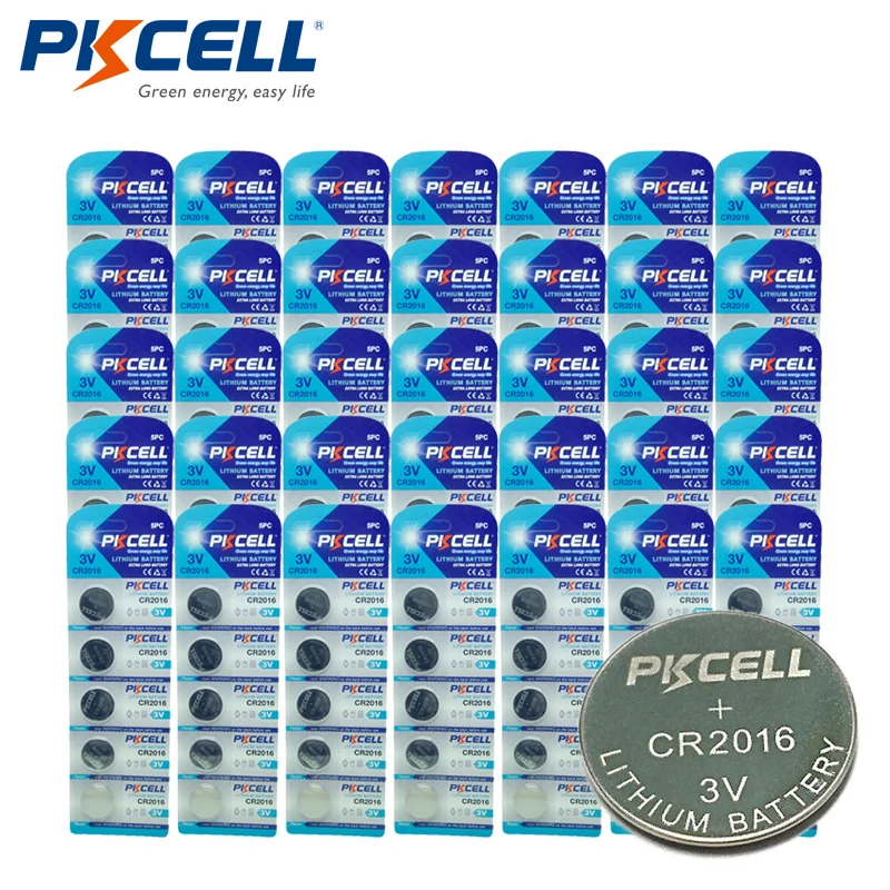 200 шт 40 пакет PKCELL CR2016 3 V литиевая Батарея 5000LC DL2016 BR2016 ECR- LM2016 кнопка плоский круглый аккумулятор батареи для мобильного часо