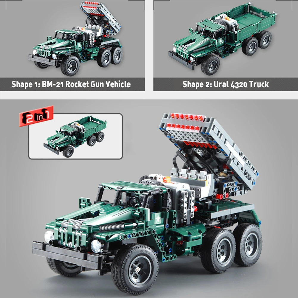 BM21 RC Rocket Gun Truck Car 2в1 Creator Technic Military MOC строительные блоки кирпичи модель Legoings