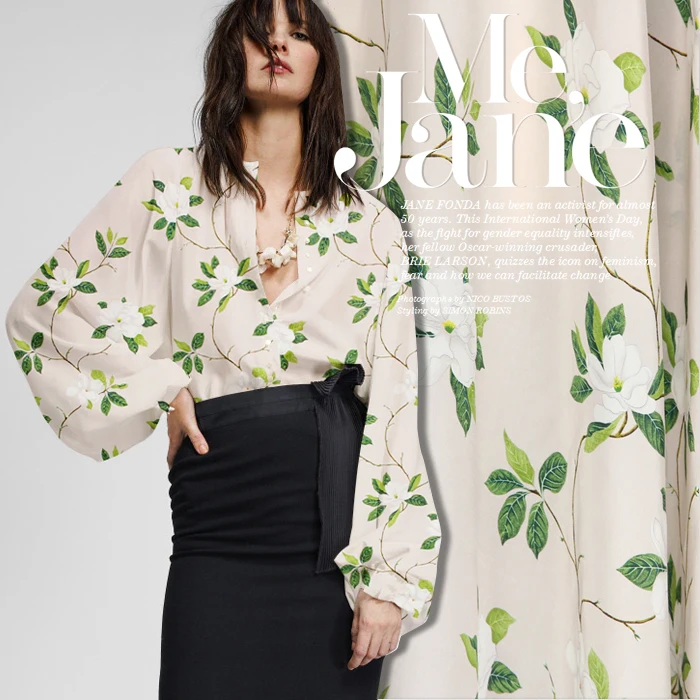 

blue and pink available floral print silk satin silk crepe de chine fabric for dress shirt clothes cheongsam D670