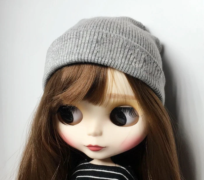 grey Модная шапка карамельного цвета для куклы, шапка blyth, вязаная для blyth 1/6, аксессуары для кукольной одежды - Цвет: grey