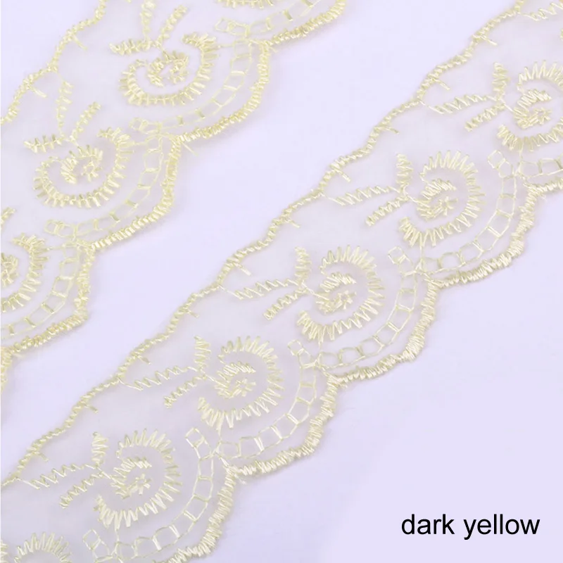 dark yellow DIY вышитая Высококачественная 45 мм кружевная тканевая лента с бантиками 10 ярдов кружево отделка шитье украшение красивое белое кружево - Цвет: dark yellow