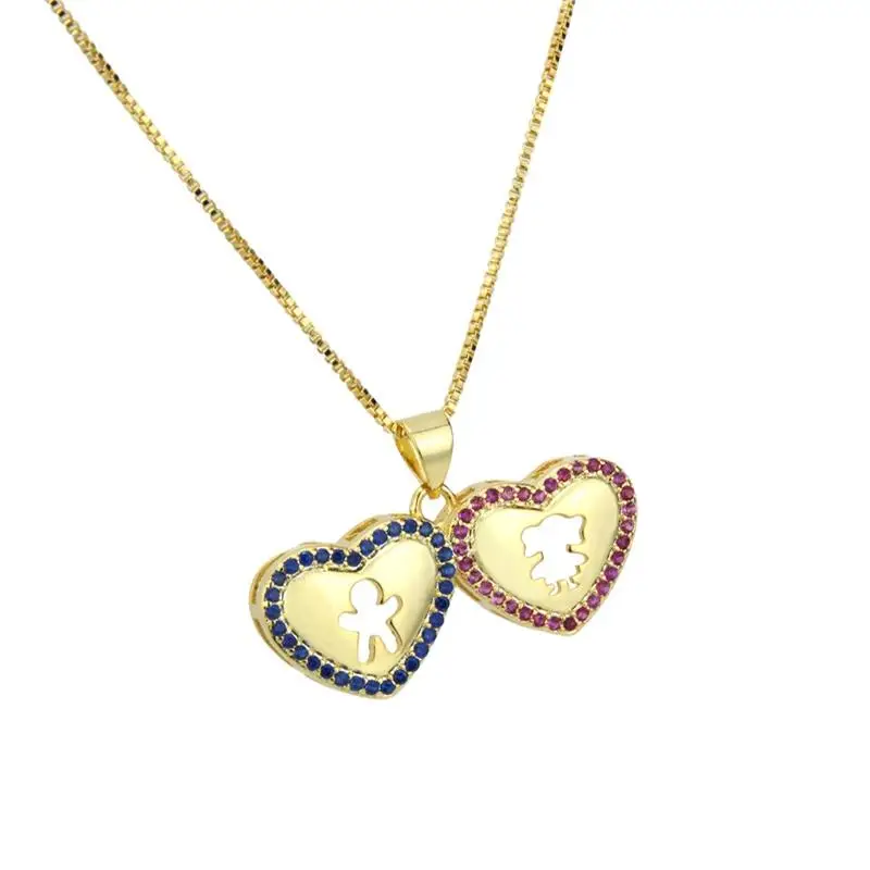 SUNSLL New Gold Copper necklace Cubic Zirconia Boy Girl Pattern Pendant Necklace Birthday Party Fashion Jewelry | Украшения и