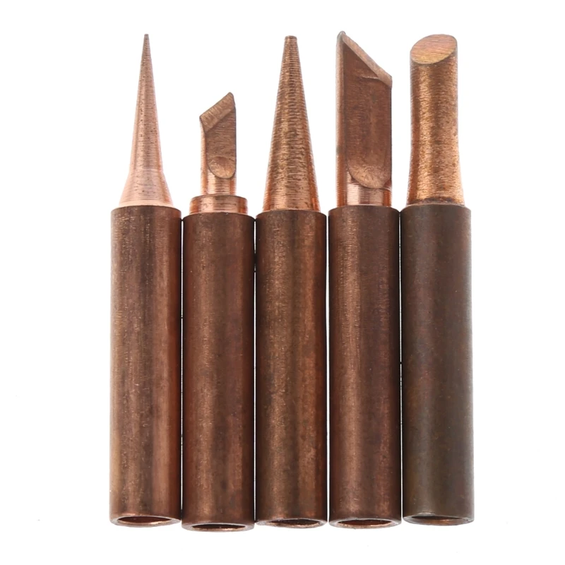 

5 Pcs Pure Copper 900M-T Soldering Iron Tip Lead-free For Hakko Soldering Rework Station Soldering Tips W315