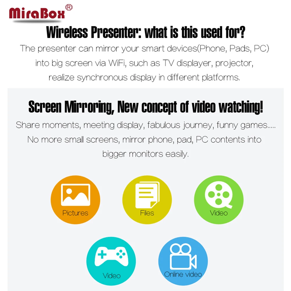 Mirabox VGA HDMI WIFI Дисплей для IOS Android Оконные рамы 10 Mac OS AirPlay Miracast DLNA с ИК-пульт |