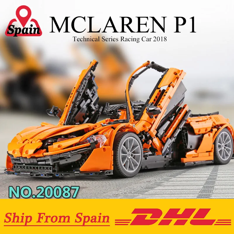 DHL Technic Car 20087 Совместимость с Legoing MOC 16915 оранжевый гоночный автомобиль набор