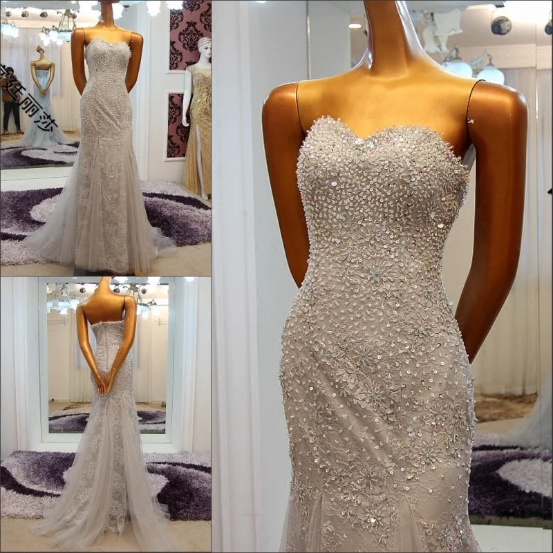 

Sexy Long Mermaid Evening Dresses 2021 vestidos de fiesta largos elegantes Strapless Evening Gown Free Shipping GQ75
