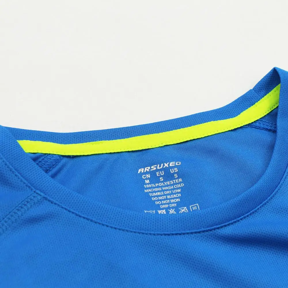 ARSUXEO Summer Men's Running  Shirts Short Sleeves  Sports Jersey Training Gym Crossfit  Fitness Dry Fit T Shirt Clothing t1602
