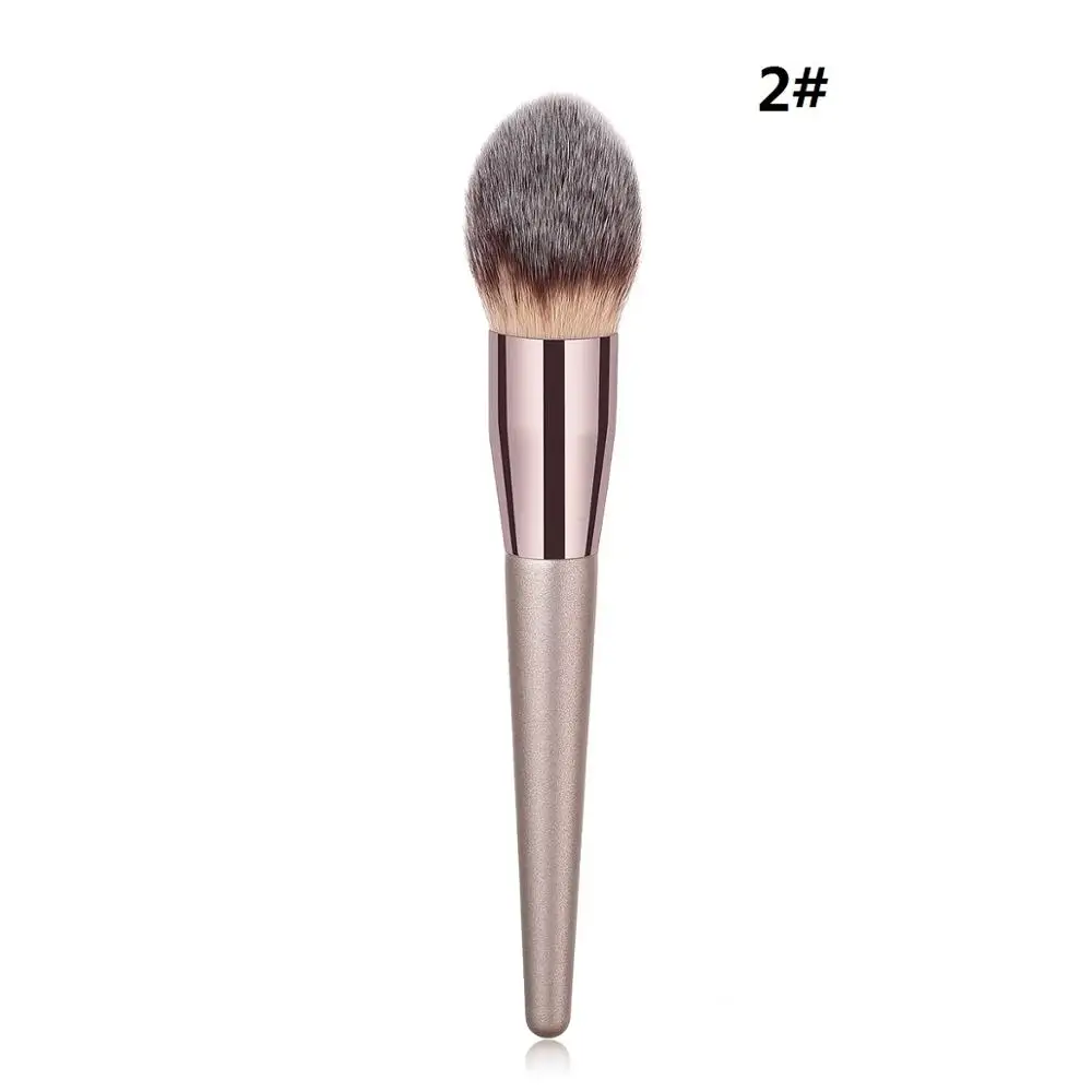 1pcs-2 1 шт., большая кисть для пудры, макияж для красоты, натуральная щетина, основа, brochas maquillaje, цвета шампанского, золото, Кисть для макияжа, высокое качество - Handle Color: 1pcs-2