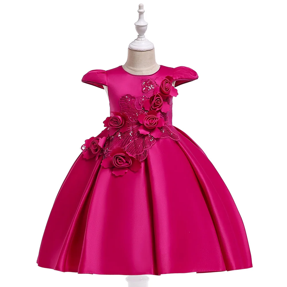 Retail Flower Girl Floral Dress For New Year Children Girls Sequined Princess Formal Party L5070 | Детская одежда и обувь
