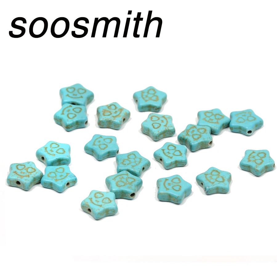 Высококачественные бусины soosmith из натурального камня со звездами и улыбкой с