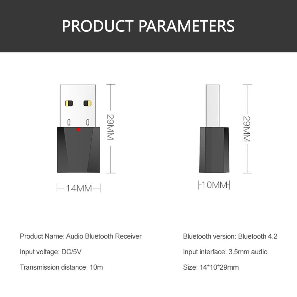 Миниатюрный USB беспроводной аудиоприемник Bluetooth 4 2 с кабелем 3 5 мм линейный шнур