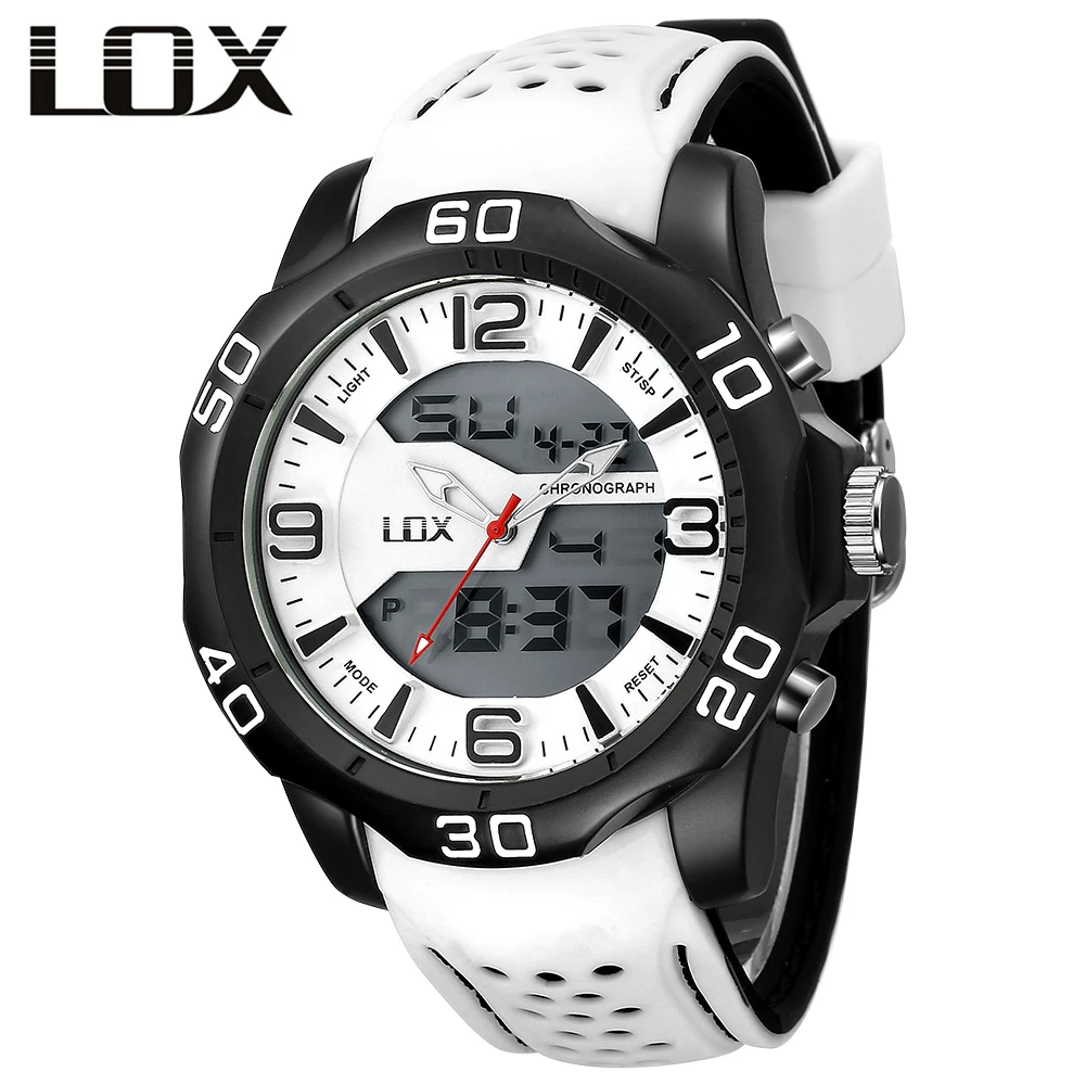 

LOX Men Sports Dual Display Multifunction Quartz Wristwatches Analog Digital Watch 30m Waterproof Outdoor Luxury Montre Homme