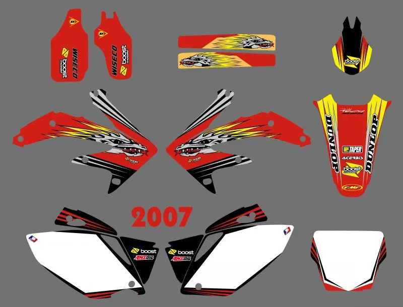 H2CNC графика и фон наклейки Наборы для Honda CRF450 CRF450R 2007 CRF 450 450R|sticker kit|team graphicsdecal kit |