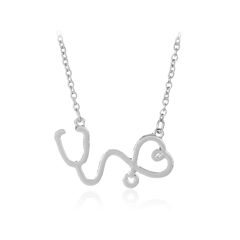 Ожерелье в виде стетоскопа кулон 3 цвета розовый Золотой Серебряный новейшее