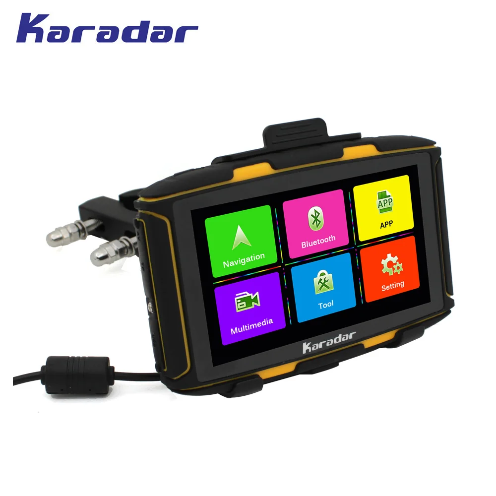 KARADAR лучший Водонепроницаемый IPX7 мотоцикл GPS Android6.0 с WI FI Bluetooth FM радио AV IN IPS 854*480