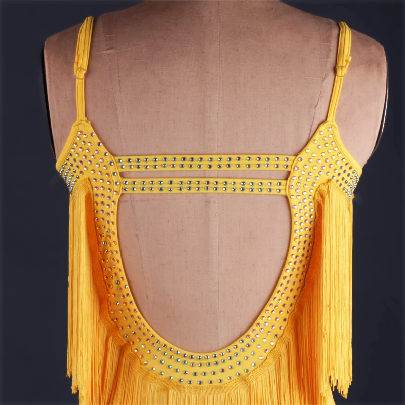 Женские платья для латинских танцев с бахромой соревнований женщин взрослых