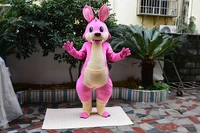 pink kangaroo mascot costume adult cartoon character outfit suit holiday party appreciation banquet mascot apparel