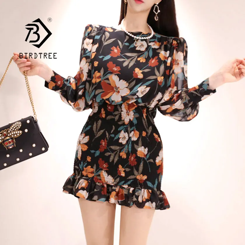 2019 новое летнее женское шифоновое плиссированное платье с цветочным принтом