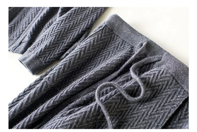 

2020 winter plus size Wool Knitted warm long sleeve cashmere hooded Sweater + Mink wool Trousers Leisure Two-piece sets wq56