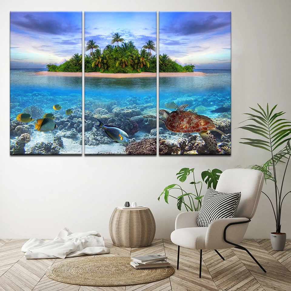 Холст Картины Wall Art 5 шт. морских обитателей тропический остров изображения HD
