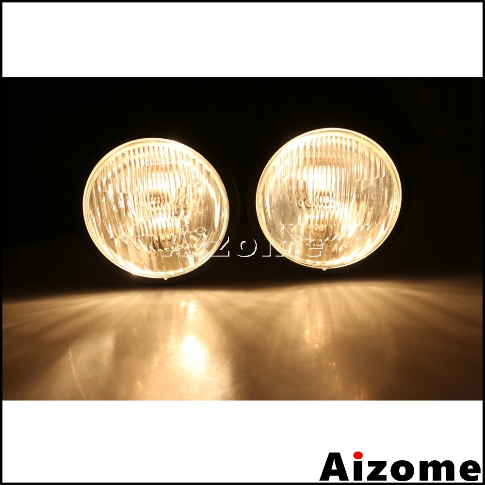 12V H4 35/35W Street Bikes Twin Headlights W/Bracket Retro Universal Motorbikes Dual Headlamp For Harley Bobber Cafe Racer Honda - купить по