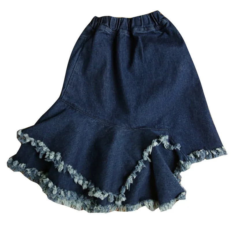 Осенняя детская юбка для девочек Новая одежда модная Асимметричная большая