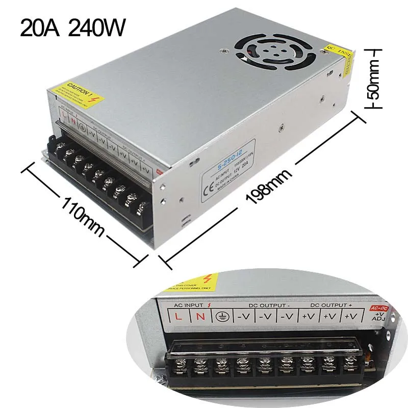 DC12V Питание Светодиодный драйвер Трансформатор 1.25A 2A 3A 5A 6.5A 10A 15A 20A 25A 30A 33A адаптер переключатель для светодиодный полосы лампа светильник